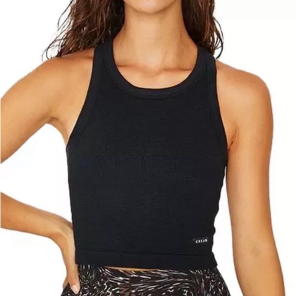 Women’s Black Ribbed Cropped Tank Top